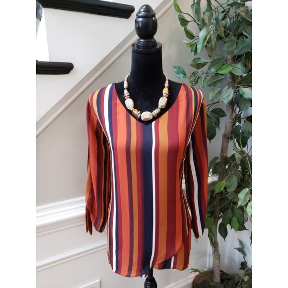 Women's Est. 1946 Striped Long Sleeve Top Size L Long Sleeves V-Neck Outdoor - Picture 1 of 13